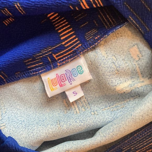 LuLaRoe Cassie Blue Knee Length Stretch Pull On Straight Pencil Midi Skirt Sz S - Picture 4 of 7